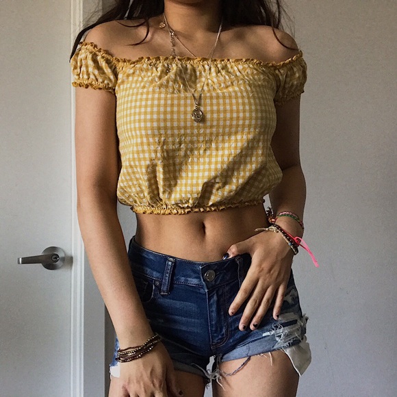 Brandy Melville Tops - Brandy melville yellow rio off the shoulder top